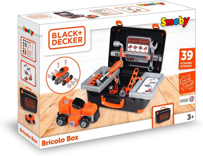 Smoby - Black+Decker Werkzeugkoffer für Kinder ab 3 Jahre - ausklappbarer Spielzeug-Koffer (35,5x28,