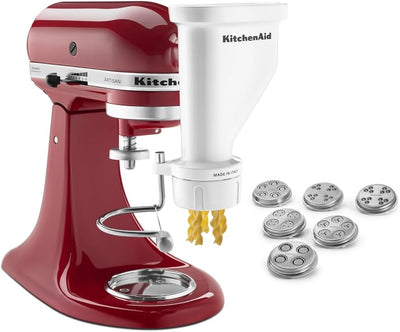 KitchenAid KSMPEXTA Nudelpresse-Aufsatz, Edelstahl, Weiss/opulenter Garten, Nudelpresse-Aufsatz