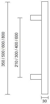 Stossgriff 45° inkl. Befestigungsmaterial 350/210 mm; 500/300 mm; 600/400 mm; 800/600 mm in Edelstah
