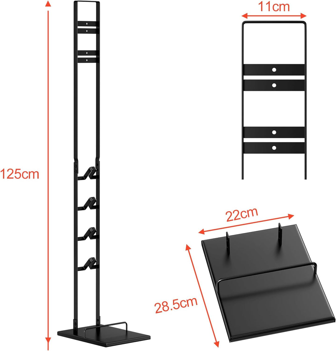 Fousenuk Vacuum Cleaner Stand Schwarz, Staubsaugerständer Metall Kein Bohren Bodenständer, Standfuss
