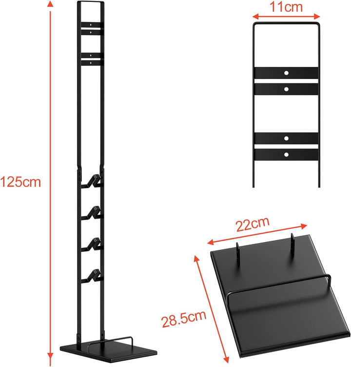 Fousenuk Vacuum Cleaner Stand Schwarz, Staubsaugerständer Metall Kein Bohren Bodenständer, Standfuss