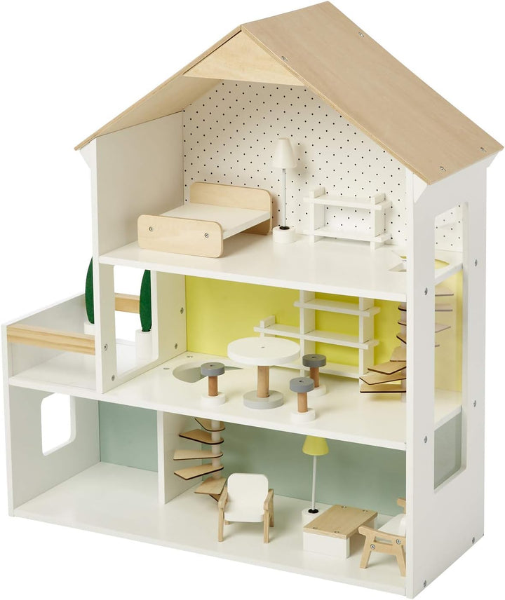 Vertbaudet Puppenhaus aus Holz, FSC® weiss/Natur ONE Size Einheitsgrösse Weiss/Natur, Einheitsgrösse