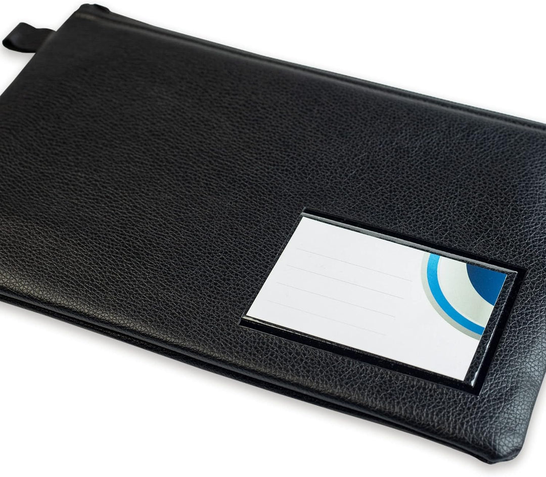 10-er Pack effektivo Banktasche mit Reissverschluss und Fenster zur Beschriftung, Kunstleder schwarz
