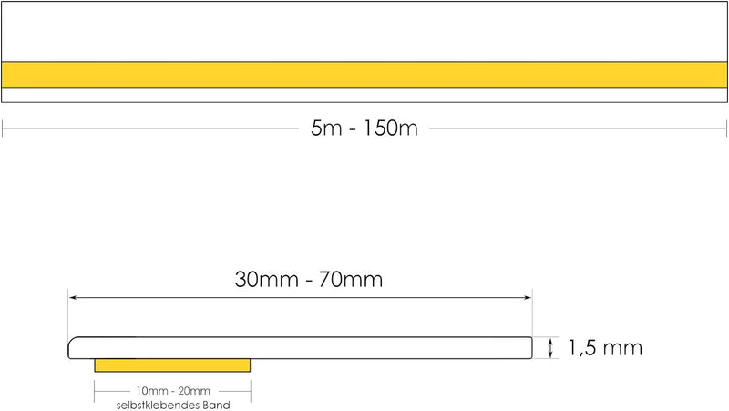 DQ-PP FENSTERLEISTE | 150m Länge | 50mm Breite | 1,5mm Stärke | Weiss | Fensterleisten Flachleisten