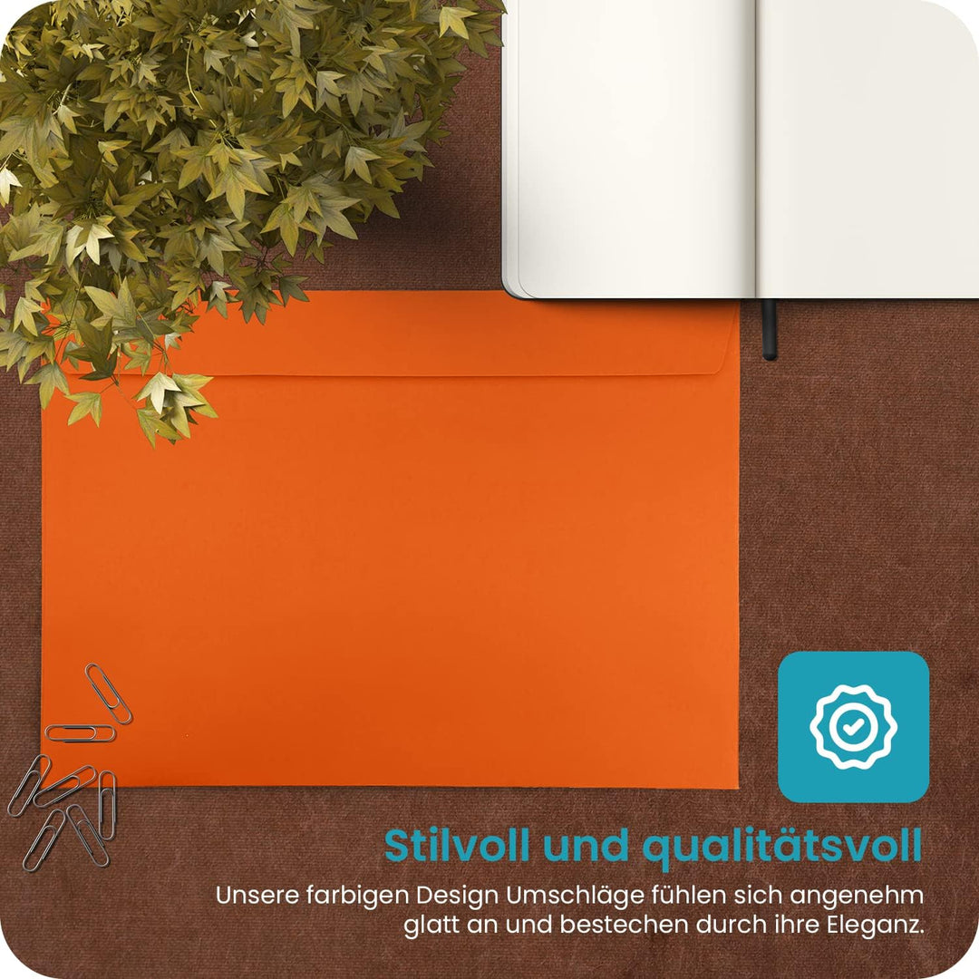 Netuno 200 Papierbriefumschläge gross ohne Fenster Gelb DIN C4 229 x 324 mm 120g Design grosse Umsch