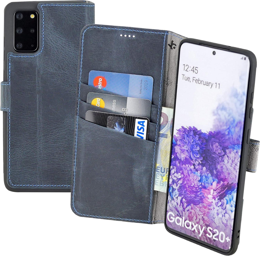 Suncase Book-Style Hülle kompatibel mit Samsung Galaxy S20 Plus Leder Tasche (Slim-Fit) Lederhülle H