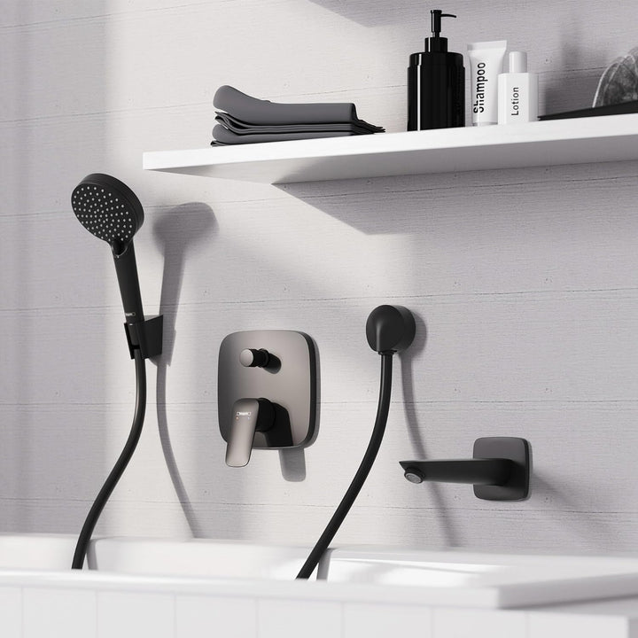 hansgrohe Logis - Badewanneneinlauf, Wanneneinlauf 19,5cm, Badewannenarmatur, Mattschwarz, Mattschwa