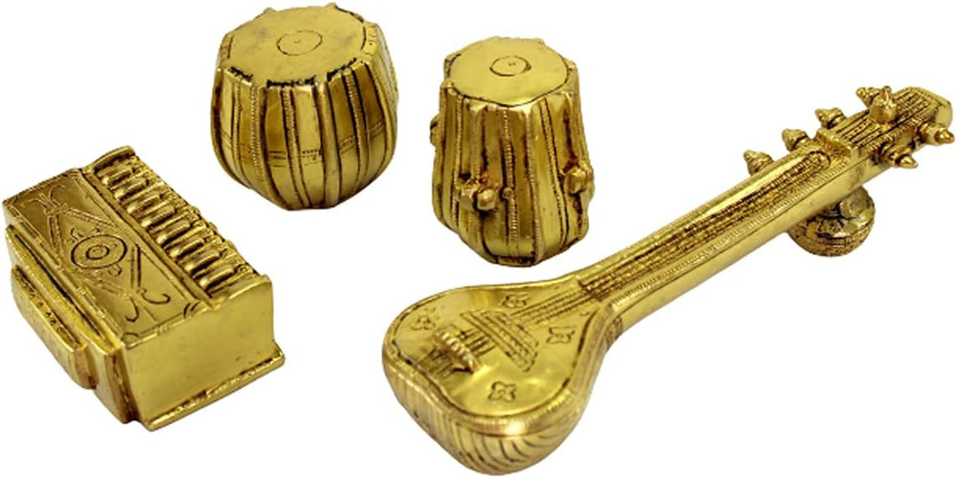 eSplanade Messing-Miniatur-Musik-Set – Veena Sitar Tabla und Harmonium Set | Heimdekoration Schaustü
