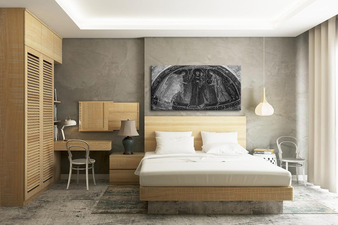 Historische Architektur des Christentums Panorama 80x40 cm Effekt: Schwarz/Weiss als Leinwandbild, M
