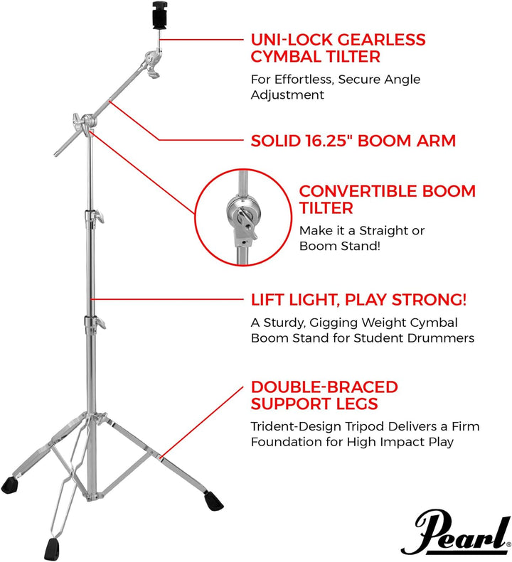Pearl BC830 Doppelstrebiger Beckenauslegerständer, mittelschwerer Galgenständer mit gearless UniLock