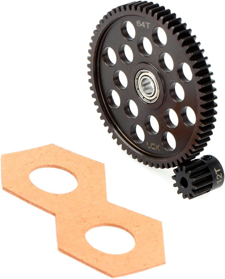 LCX Racing 1/10 RC Crawler Auto gehärteter Stahl 32P 64T Sporengetriebe mit 12T Ritzel Getriebe für
