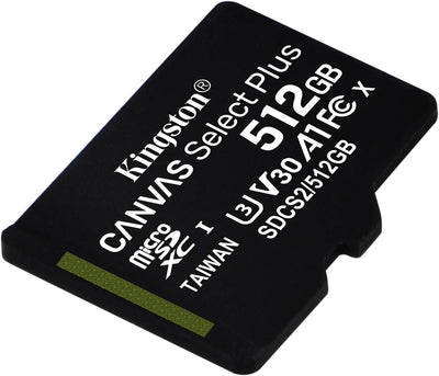 Kingston Canvas Select Plus microSD Speicherkarte, SDCS2/512GBSP Class 10 512GB Nur Karte, 512GB Nur