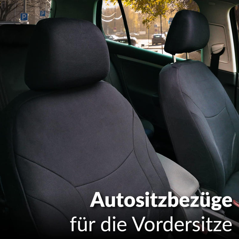 Upgrade4cars Auto-Sitzbezüge Vordersitze Schwarz | Auto-Sitzschoner Set Universal für Fahrersitz & B