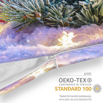 VOID Adventskerzen Kranz Winter Kissenbezug Kissenhülle Sofakissen Kissen Deko Weihnachten Winter We