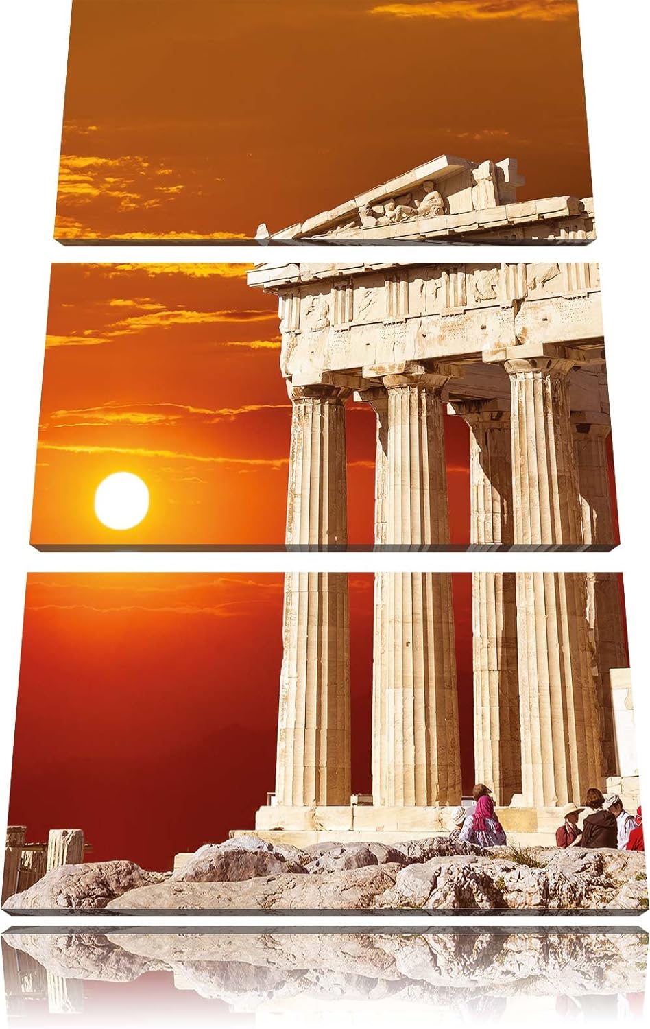 Pixxprint Tempel der Athene als Leinwandbild/Grösse: 3 Teilig (120x80) cm/Wandbild/Kunstdruck/fertig