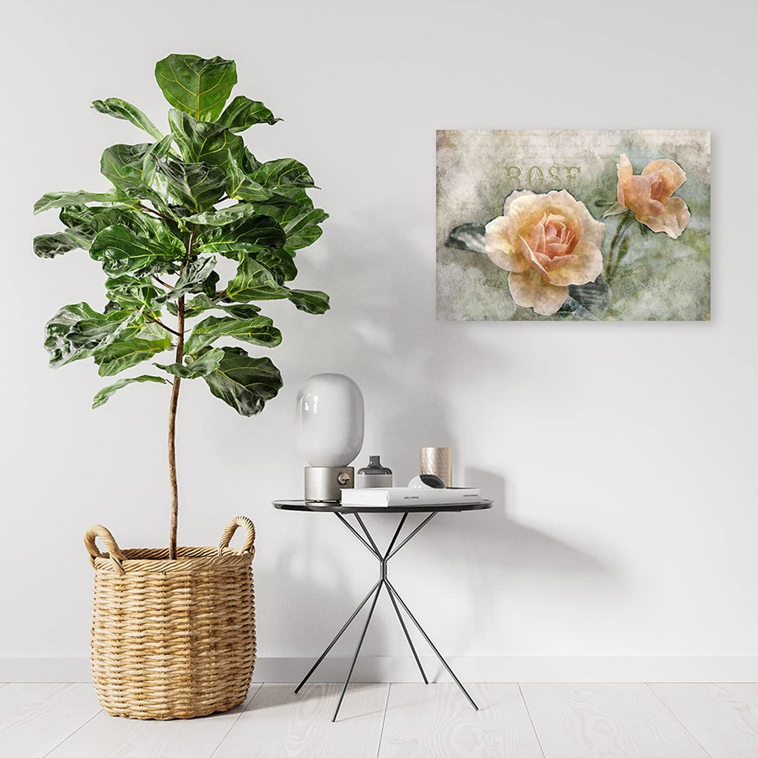 Feeby Bild auf Vlies Leinwand Rose Inschrift Zusammenfassung 90x60 cm Kunstdruck Modern Wandbilder D