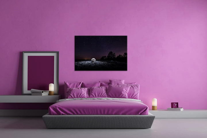 deyoli Dark Schädel mit Sternen im Himmel im Format: 80x60 als Leinwandbild, Motiv fertig gerahmt au