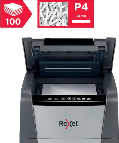 Rexel Optimum AutoFeed+ 100X Automatischer Aktenvernichter, 100 Blatt automatisch, Sicherheitsstufe