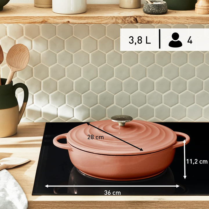 Tefal E26072 LOV Servierpfanne 28 cm | wiedergewonnenes Gusseisen | optimale Wärmespeicherung | für