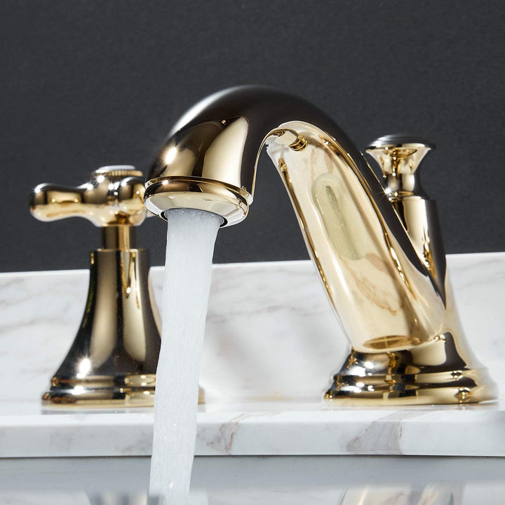 3 Loch Bad Waschbecken Armatur Gold Poliert 2 Griff Weit Verbreitet Waschtischarmatur Mischbatterie