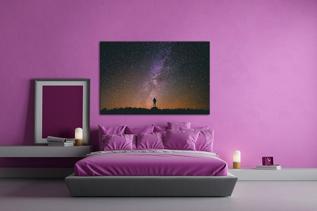 deyoli berührender Sternenhimmel Format: 100x70 als Leinwand, Motiv fertig gerahmt auf Echtholzrahme