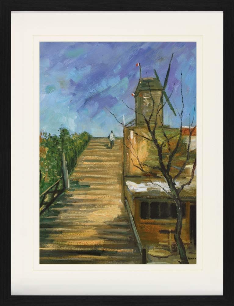1art1 Vincent Van Gogh Poster Windmühle Auf Dem Montmartre, 1886 Gerahmtes Bild Mit Edlem Passeparto