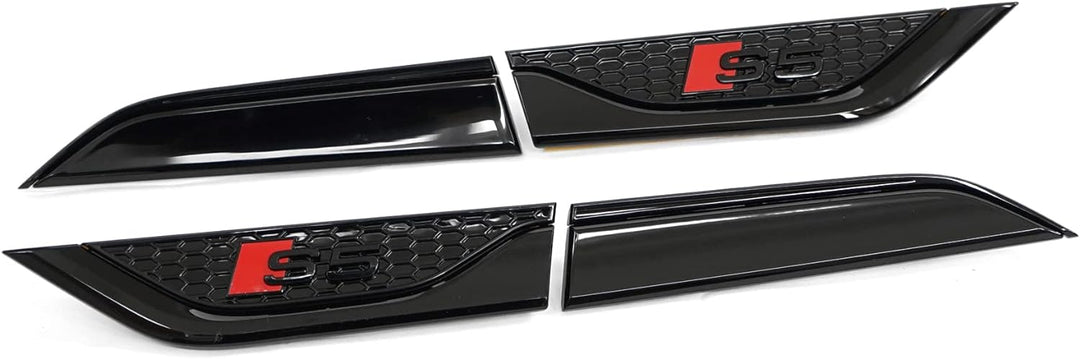 Audi 8W6071807LM Plaketten-Set S5 Schriftzug Kotflügel Logo Aufkleber, schwarz/rot