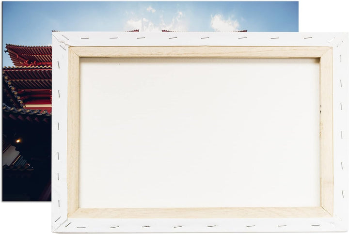 deyoli asiatischer Tempel Format: 100x70 als Leinwand, Motiv fertig gerahmt auf Echtholzrahmen, Hoch