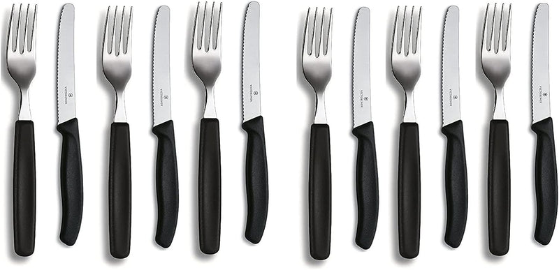 Victorinox 12-tlg. Tafelmesser - Tomatenmesser Besteck Set Swiss Classic mit Wellenschliff rostfrei