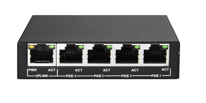 POE Switch PS504 Power Over Mini Ethernet, 5x RJ45 LAN-Port, 4x RJ45 LAN-Port, 802.3AF, 48V / 60W.