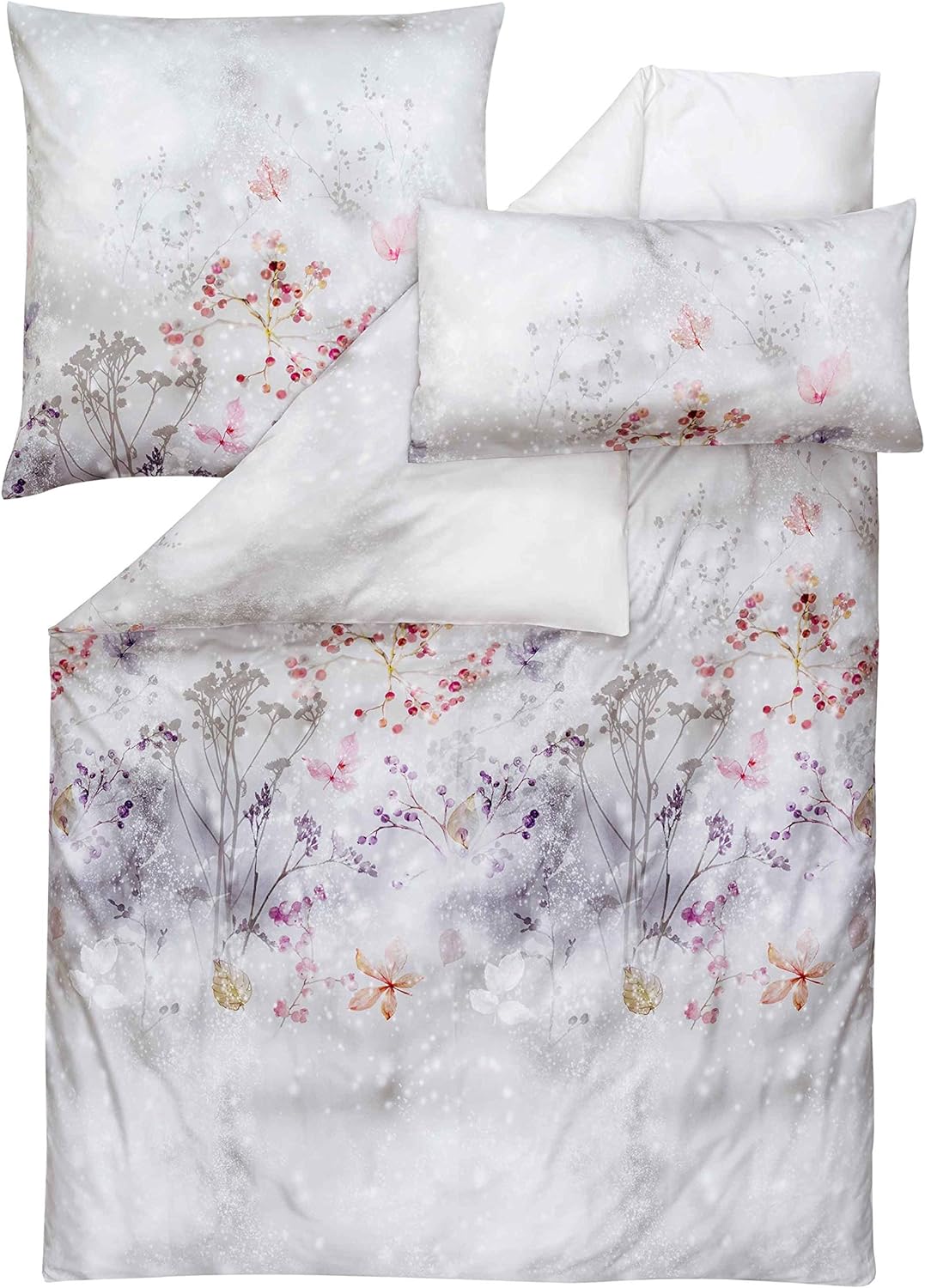 ESTELLA Mako-Satin Bettwäsche Stella Silber 1 Bettbezug 155 x 220 cm + je 1 Kissenbezug 80 x 80 cm +