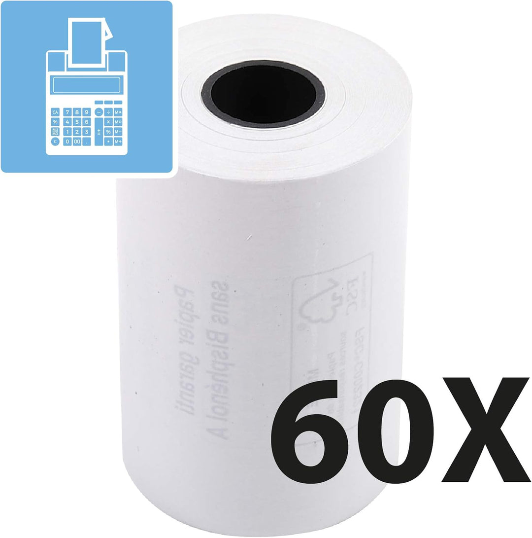 Exacompta 40349E 60er Pack Thermopapierrollen 1-lagig Breite: 57mm, Länge: 18m, Durchmesser Kern: 12