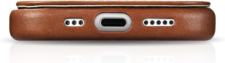 Mobiskin Hülle für iPhone 15 PRO (6,1 Zoll), Handyhülle mit Leder, Case kompatibel mit MagSafe, Schu