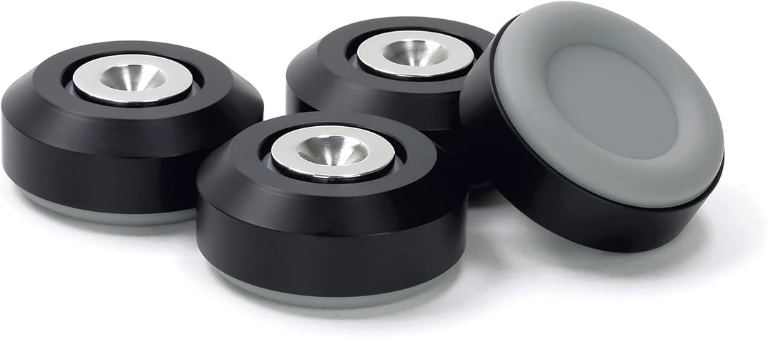 Dynavox Highend Dual-Absorber 4er-Set, Entkoppler aus Aluminium mit Zwei dämpfenden Silikongummis, A