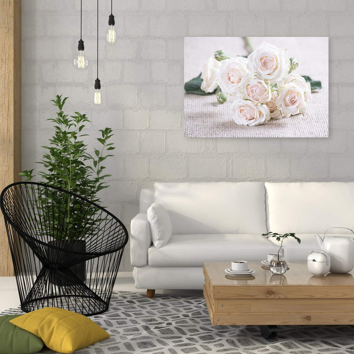 Feeby Vlies Leinwandbild Blumen Blumenstrauss 80x60 cm Wand Bild Kunstdruck Deko Wohnzimmer Wohnungs