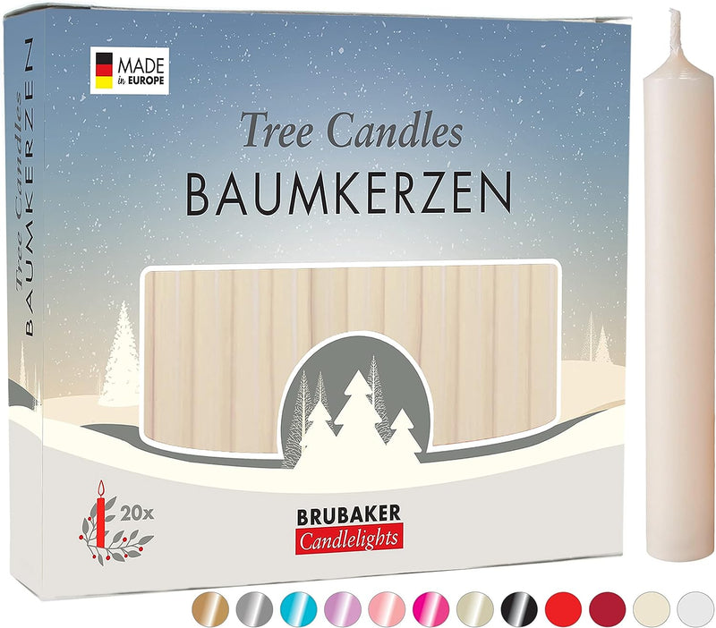 BRUBAKER 100er Pack Baumkerzen Wachs - Weihnachtskerzen Pyramidenkerzen Christbaumkerzen - Champagne