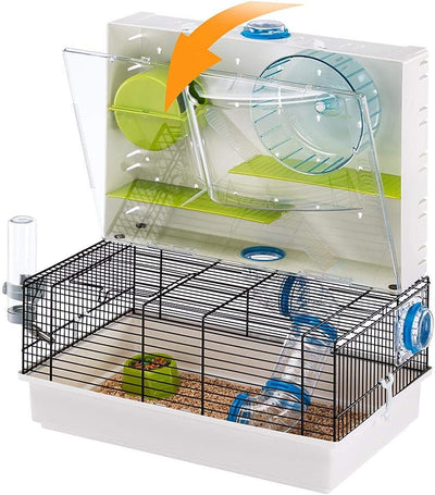 Ferplast Hamsterkäfig, OLIMPIA Nagerkäfig, Kleintierkäfig, Hamsterzubehör inklusive, 46 x 30 x h 54