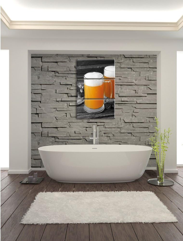 Pixxprint Zwei Biergläser Hefeweizen mit Hopfen auf Holztisch 3-Teiler Leinwandbild 120x80 Bild auf