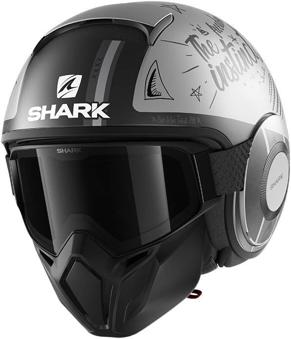 Shark Motorradhelm STREET DRAK TRIBUTE RM Mat SAA, Schwarz/Grau, M