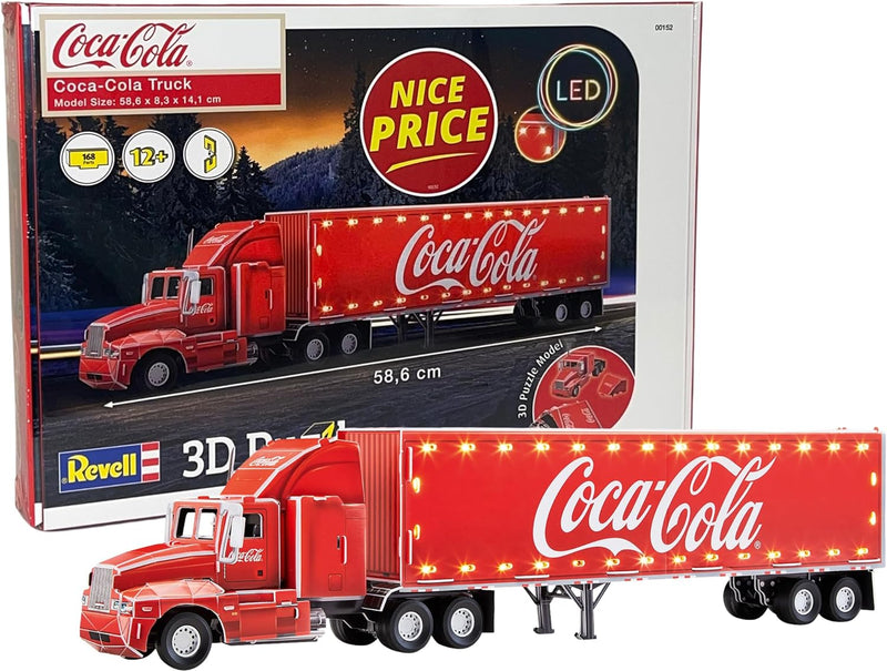 Revell 3D Puzzle 00152 Coca-Cola Weihnachtstruck mit LED-Beleuchtung Welt in 3D entdecken, Bastelspa