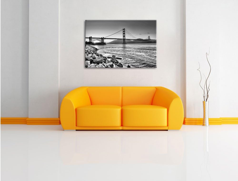 Pixxprint Imposante Golden Gate Bridge / 100x70cm Leinwandbild bespannt auf Holzrahmen/Wandbild Kuns