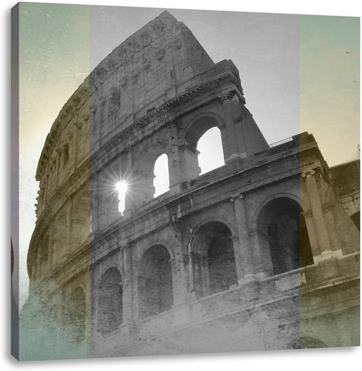 Pixxprint antikes Kolosseum in Rom als Leinwandbild/Grösse: 70x70 cm/Wandbild/Kunstdruck/fertig besp