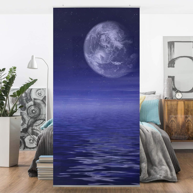 Bilderwelten Raumteiler Moon and Ocean 250x120cm inkl. transparenter Halterung 250x120cm incl. trans