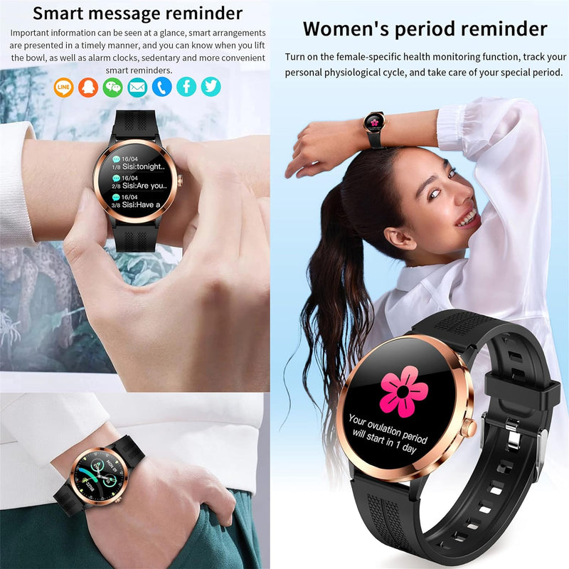 Smartwatch Damen, 1.32 Zoll HD Voll Touchscreen Fitness Tracker, IP68 Wasserdicht Fitnessuhr mit Pul