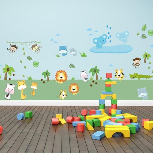 Wandkings Baby Safari Tiere Wandsticker Megapack Set, 80 Aufkleber, Gesamtfläche 260 x 70 cm