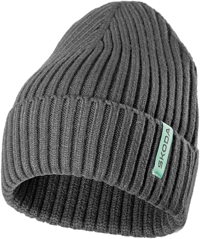Skoda 000084303N8XP Winter-Set Mütze Schal Strickmütze Strickschal, grau