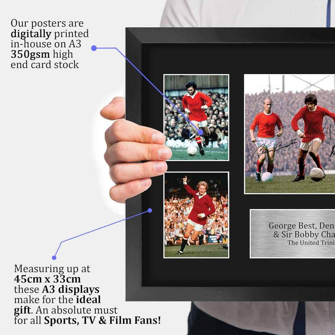 HWC Trading FR A3 Best Charlton Law The United Holy Trinity Geschenke Gedruckt, Signiert Autogramm B