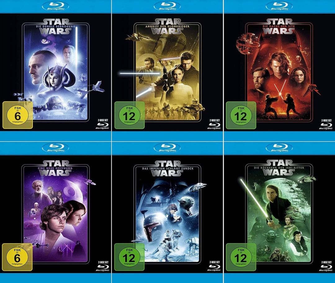 Star Wars 1-6 Paket (Teil 1+2+3+4+5+6) Dunkle Bedrohung, Angriff der Klonkrieger, Rache der Sith, Ei