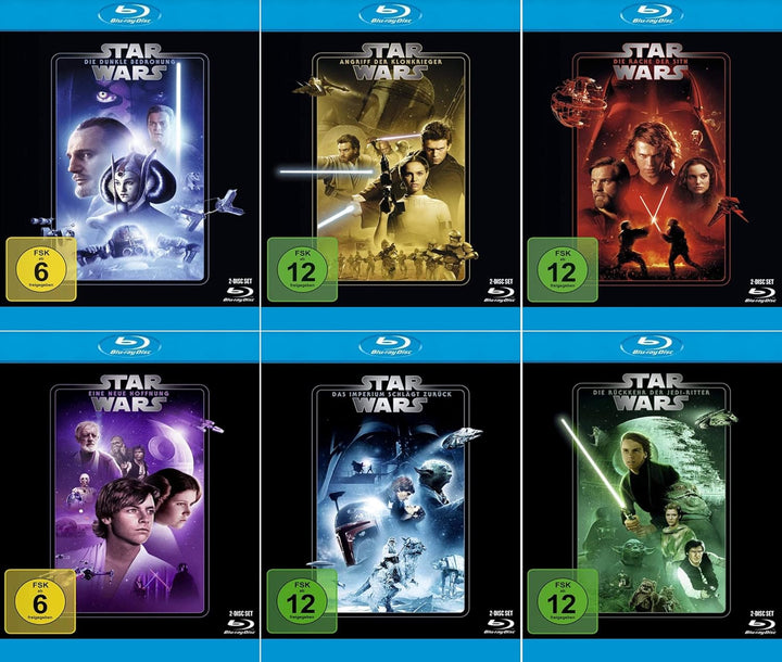 Star Wars 1-6 Paket (Teil 1+2+3+4+5+6) Dunkle Bedrohung, Angriff der Klonkrieger, Rache der Sith, Ei