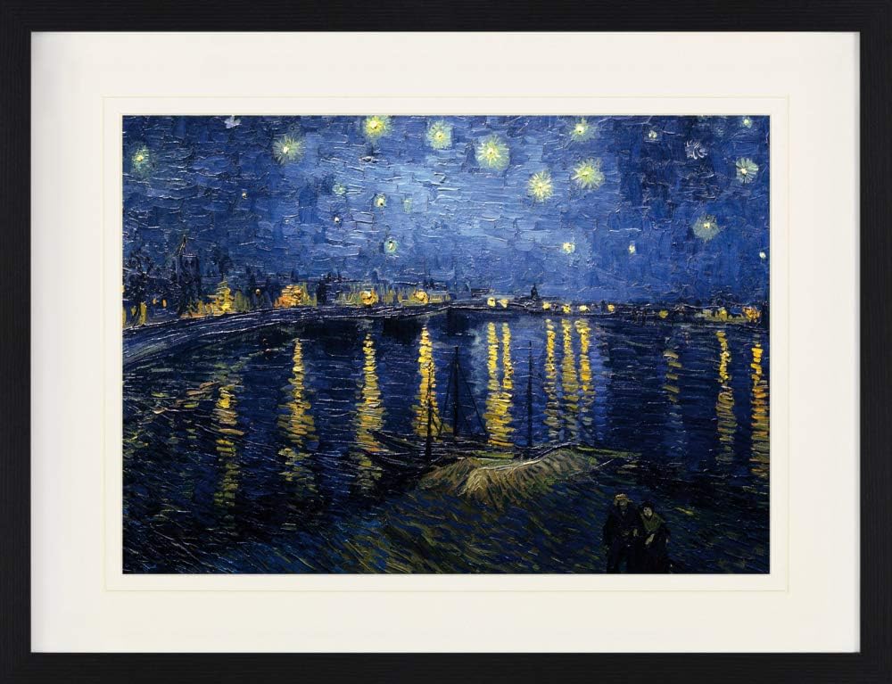 1art1 Vincent Van Gogh Poster Sternennacht Über Der Rhône, 1888 Gerahmtes Bild Mit Edlem Passepartou